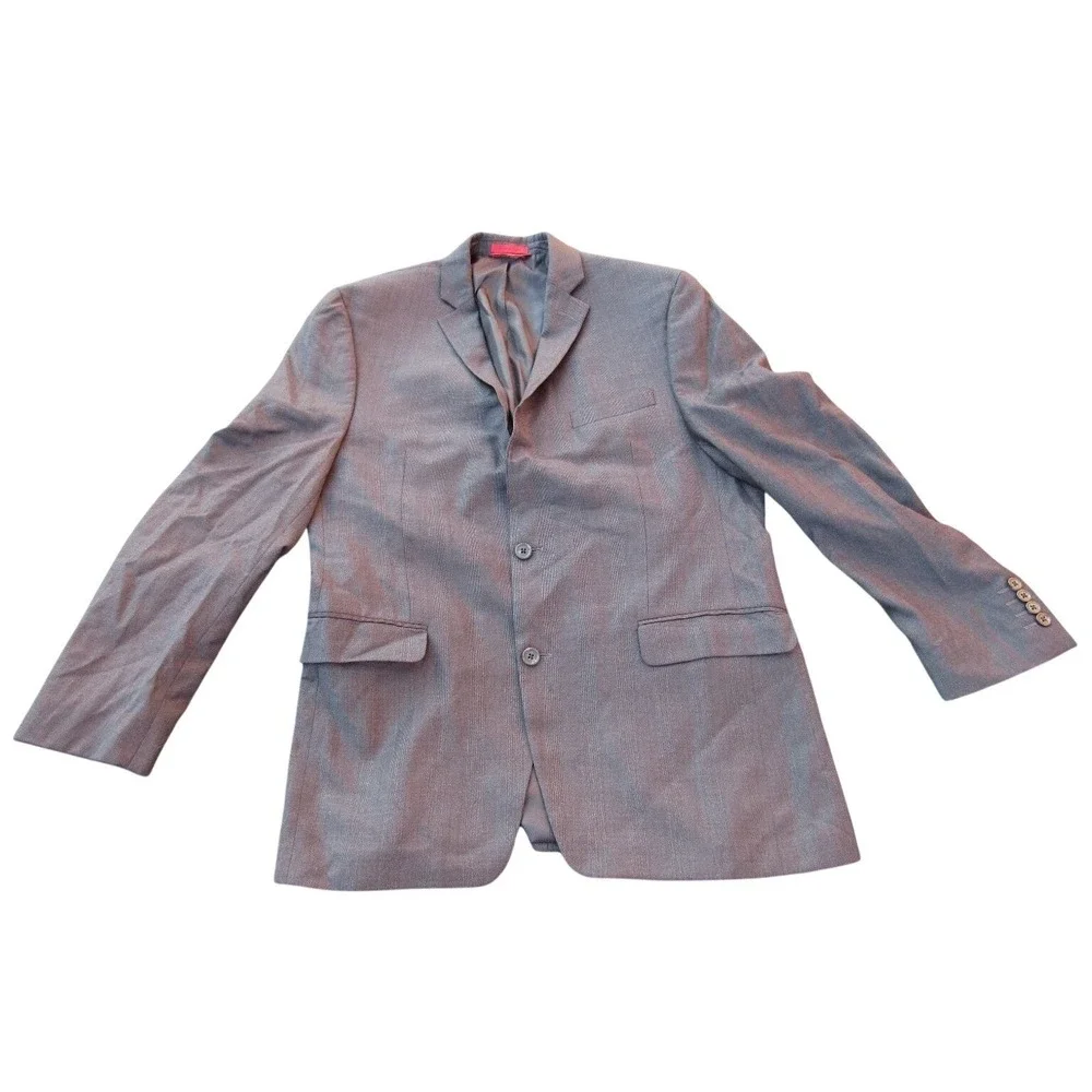 Alfani Men's Gray Wool Blazer Jacket 42R Slim Fit Two Button Lined - Picture 2 of 10